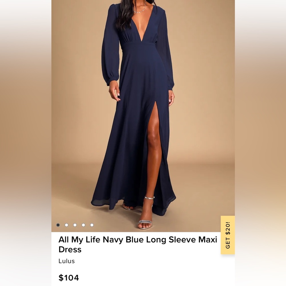 Lulu's Navy Blue Long Sleeve Maxi Dress